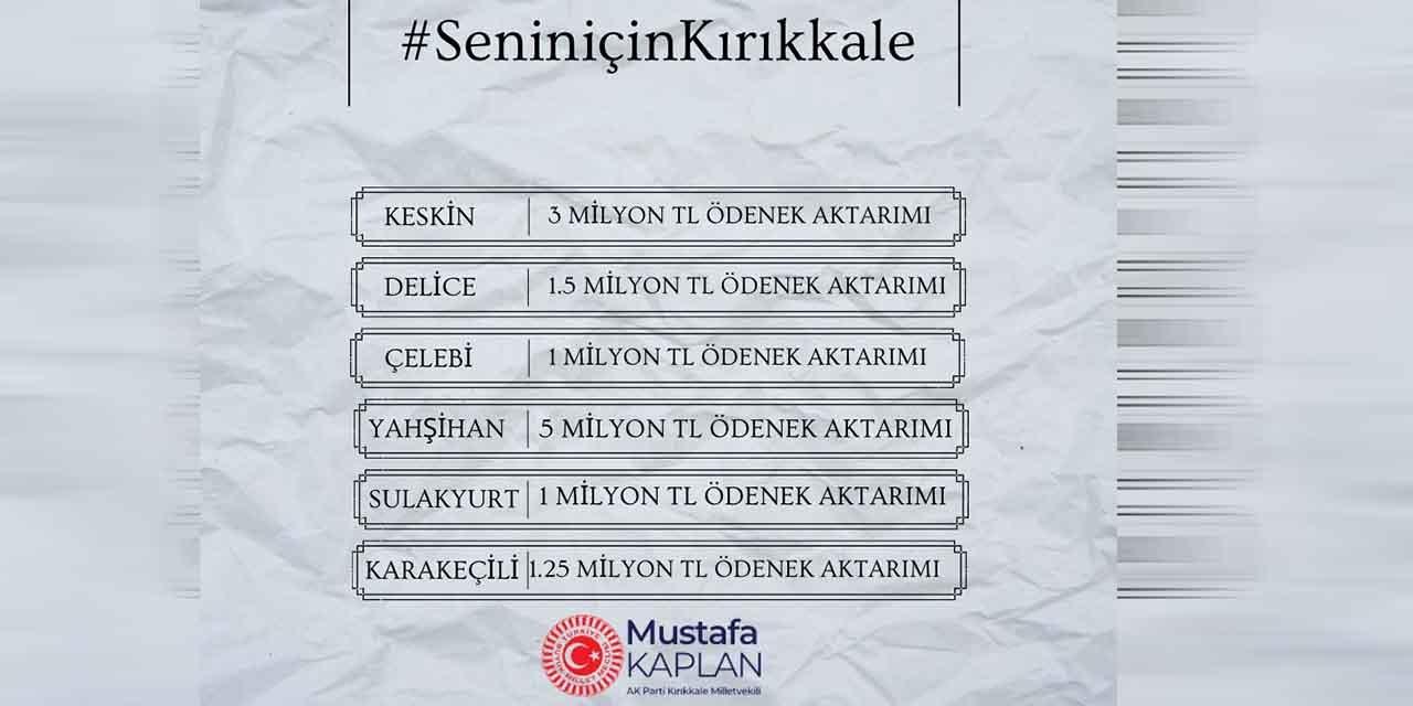 Kaplan’dan 13 milyon TL ödenek müjdesi - Kırıkkale Haber, Son Dakika Kırıkkale Haberleri